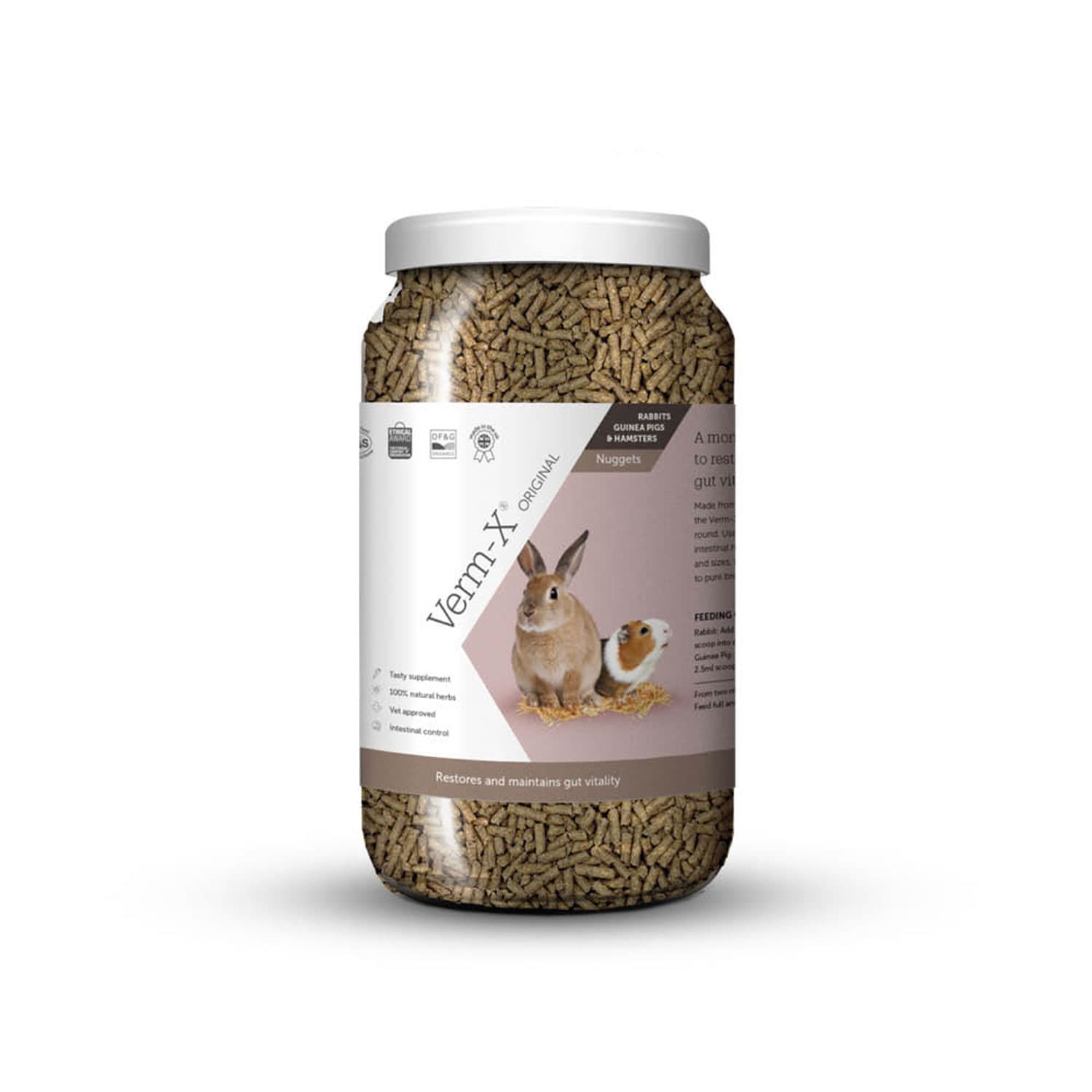 VERM-X HERBAL NUGGETS FOR RABBITS, GUINEA PIGS & HAMSTERS 1.5 KG TUB 1. ...