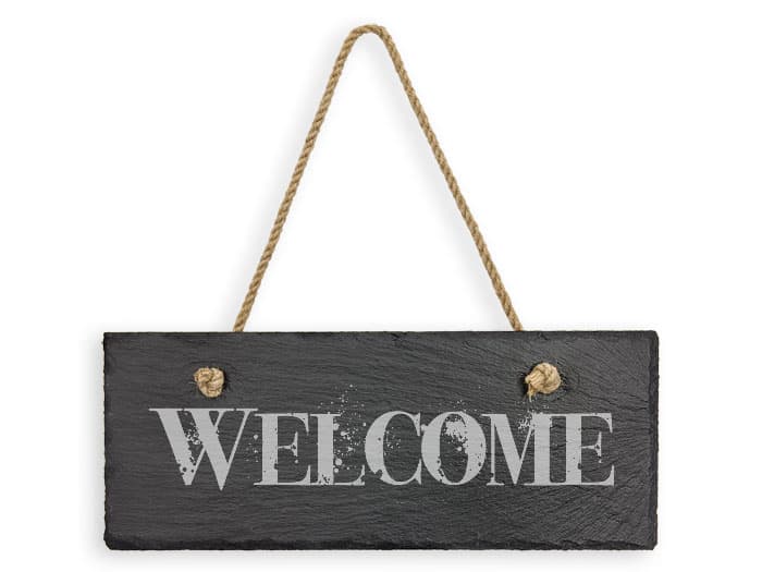Personalised Slate and Wood Welcome Plaque