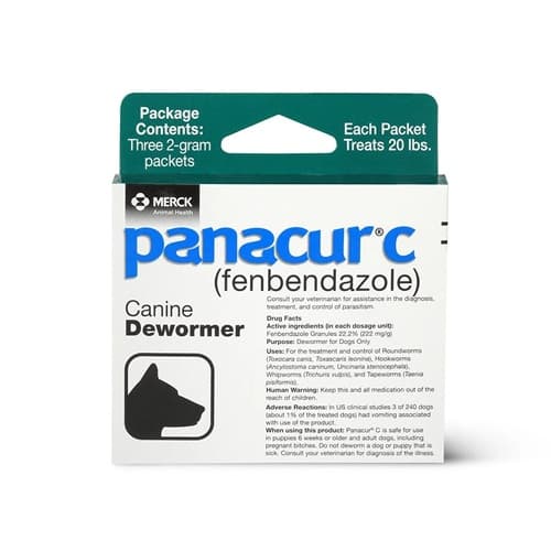 Panacur C Granules 22.2% (Fenbendazole) 2g canine dewormer retail pack ...