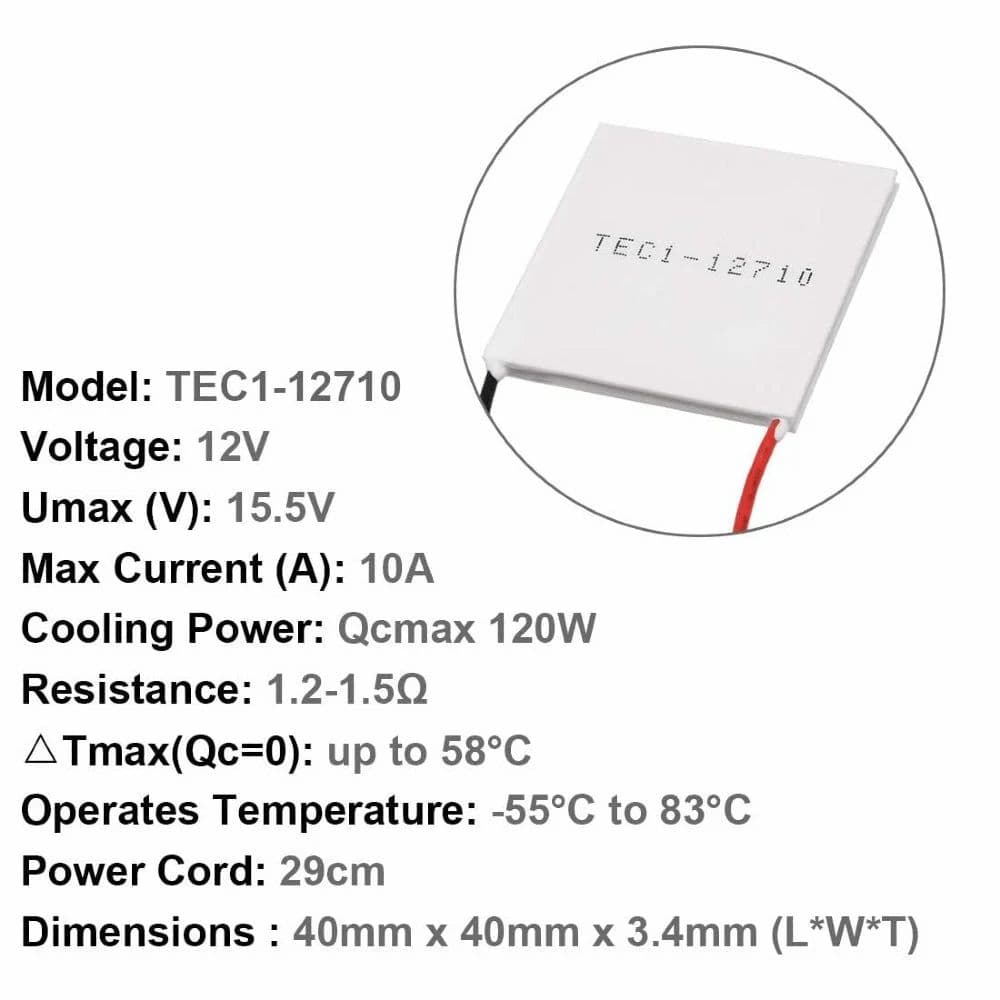 Tec1-12710 40x40mm Thermoelectric Cooler 10a Peltier Module at ₹ 349.00 ...