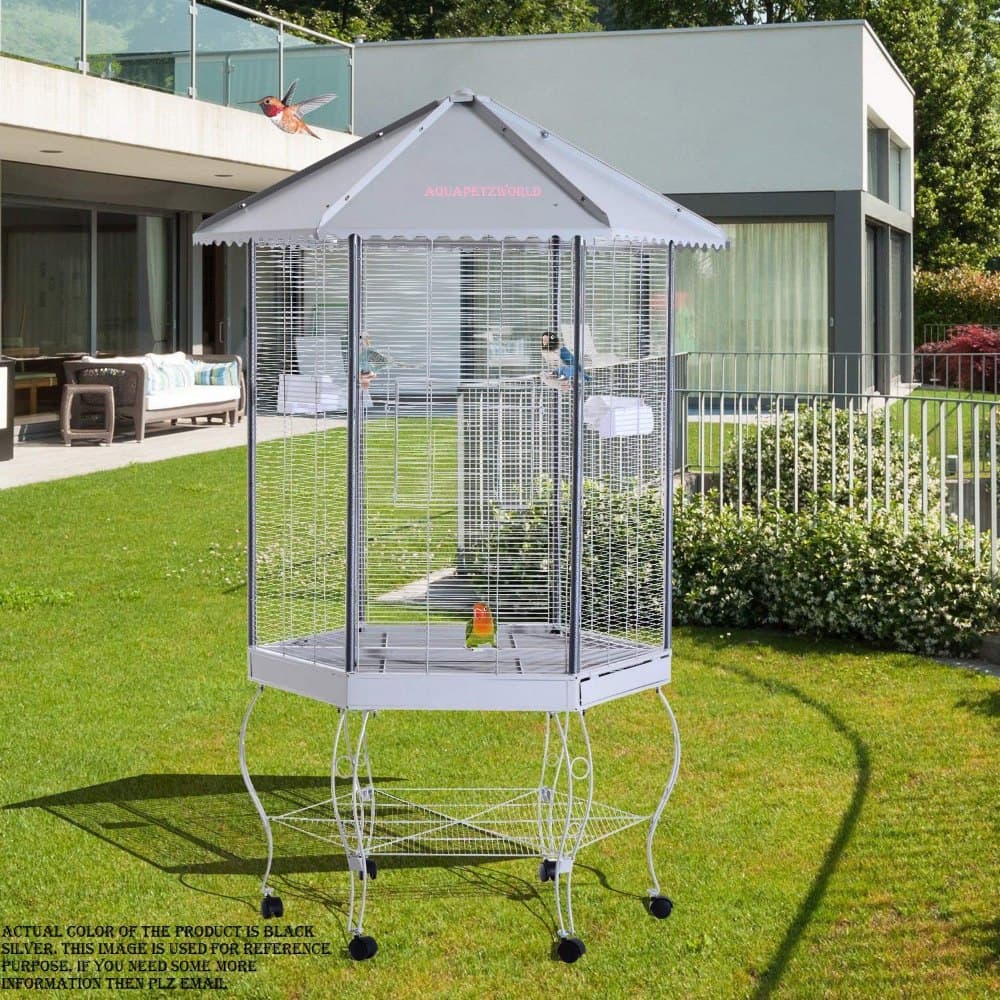 Aquapetzworld 35' Hexagon Covered Canopy Portable Aviary Flight Bird ...