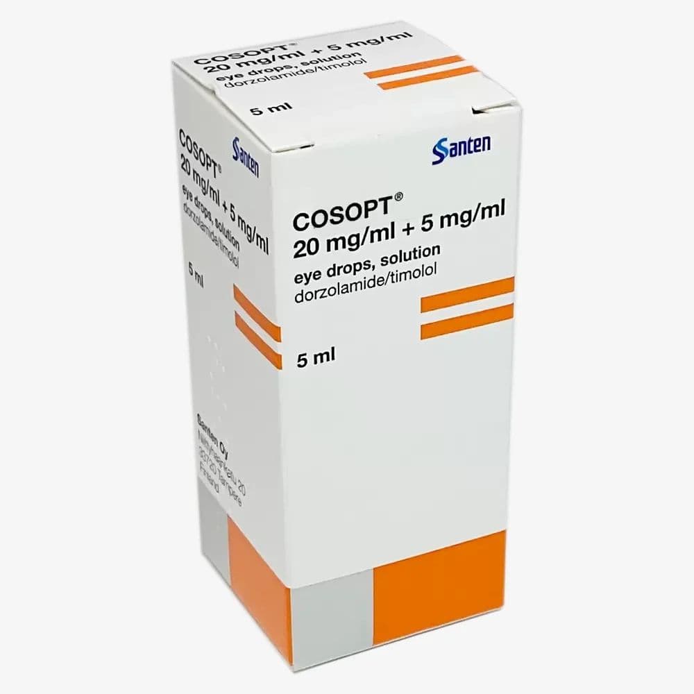 Dorzolamide (2% w/v) + Timolol (0.5% w/v) COSOPT Eye Drops 5 mL at ...