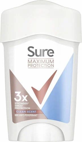 Sure Maximum Protection Clean Scent Deodorant Cream Stick women's anti ...