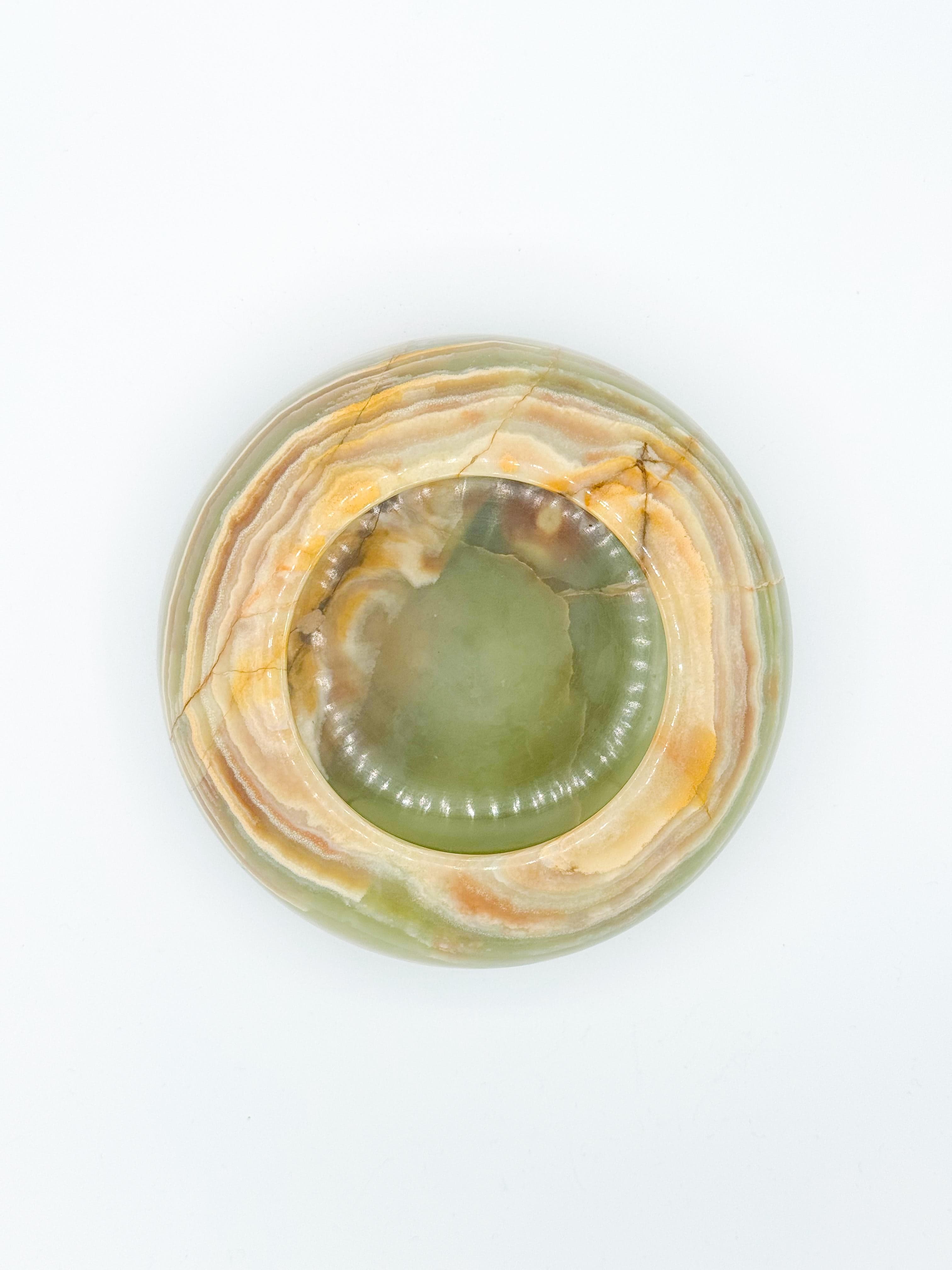 Vintage Green Onyx Stone Decorative Catchall Bowl Flower Vase Planter ...