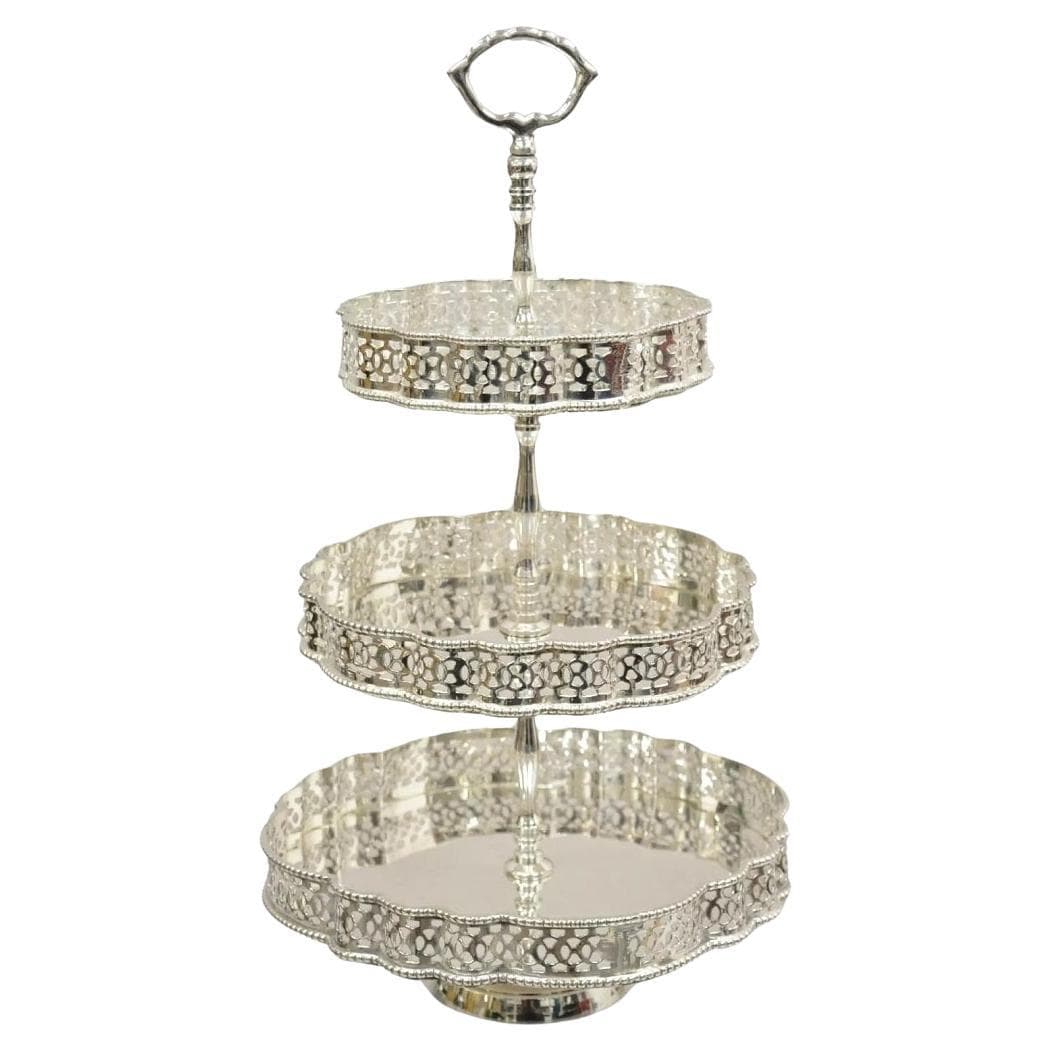 Vintage Victorian Style 3 Tier Silver Plated Pastry Display Cake Stand ...