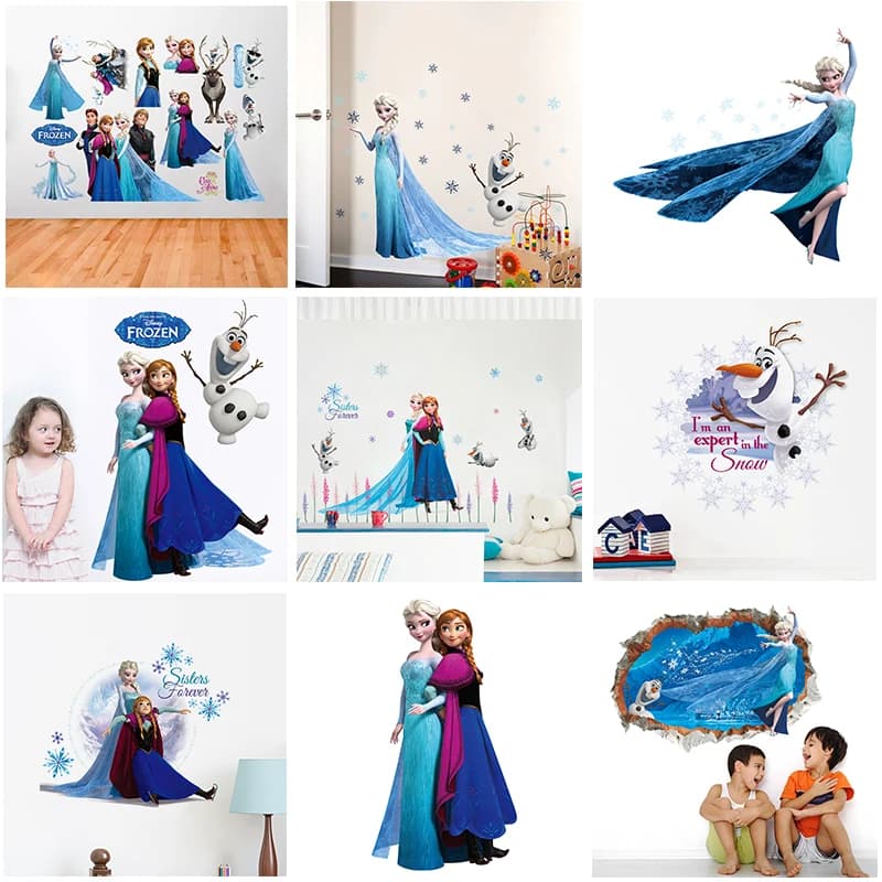 Cartoon Disney Frozen Princess Wall Stickers For Kids Rooms Nursery ...
