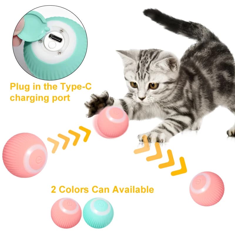 Electric Cat Cheerble Ball Toys Automatic Rolling Smart Cats Toy ...