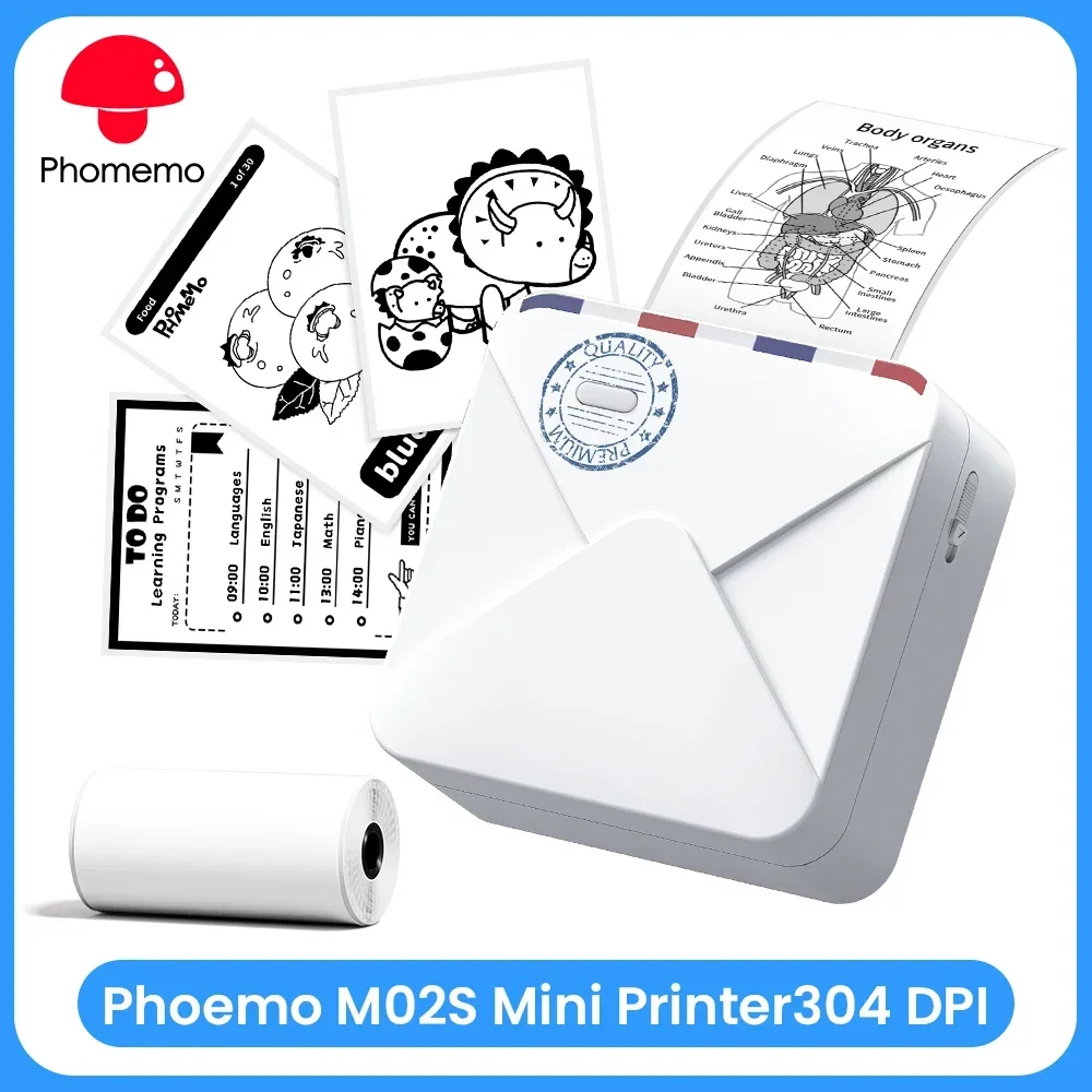 Phomemo-M02S-Portable-Thermal-Printer-Photo-Printer-300dpi-HD-Bluetooth ...