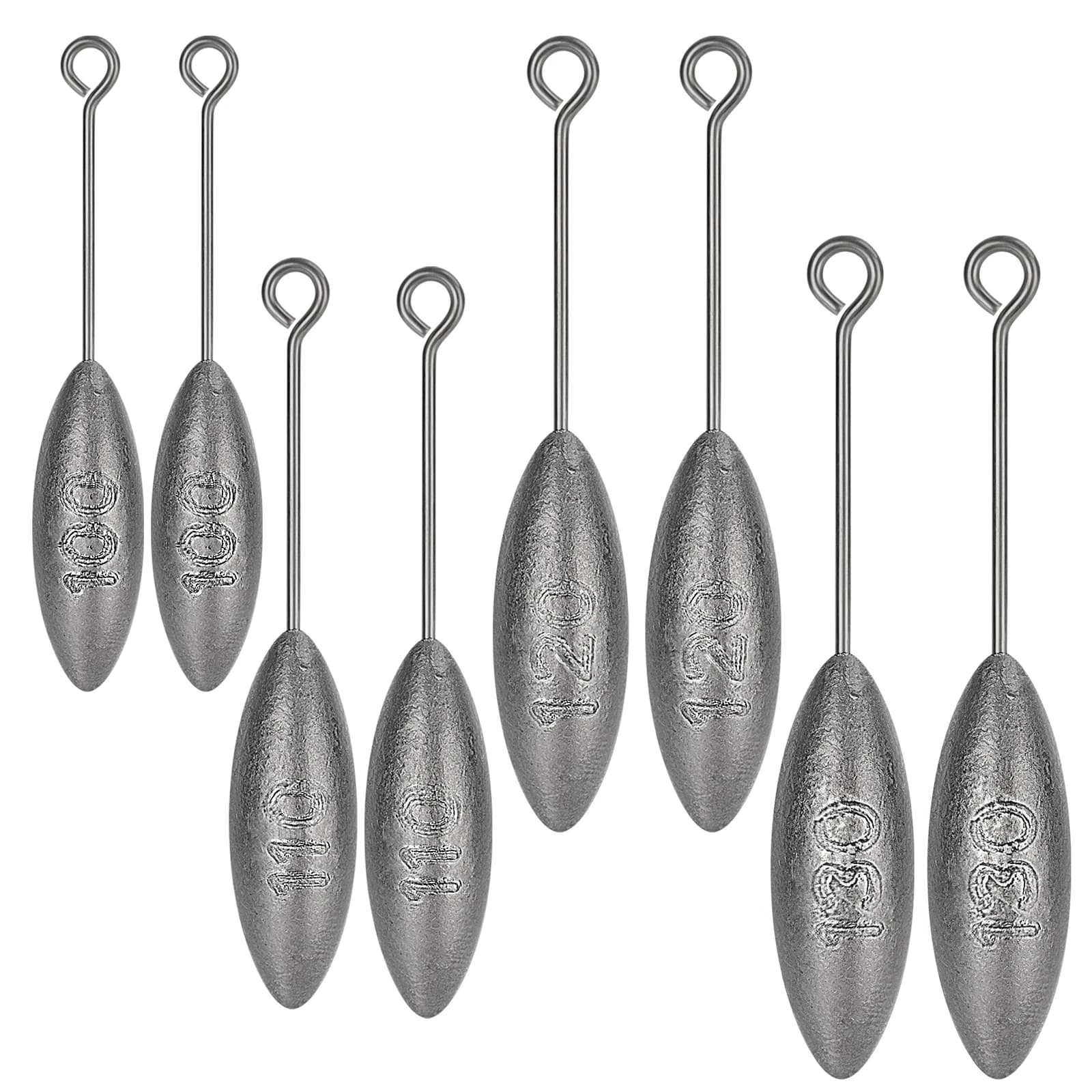 5/8pcs Lead Fishing Sinkers Set 3.5-4.6oz Long Tail Saltwater Surf ...