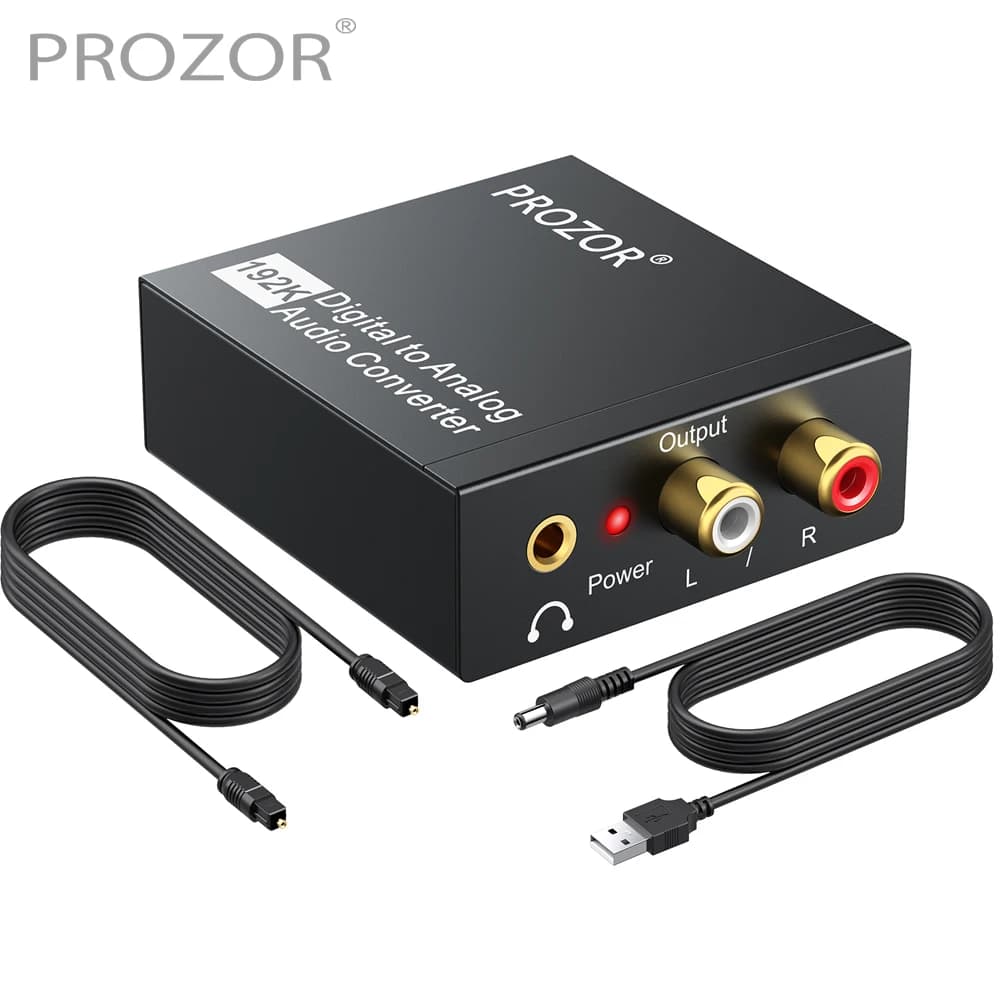 PROZOR 192KHz DAC Converter Volume Adjustable Digital SPDIF Optical ...