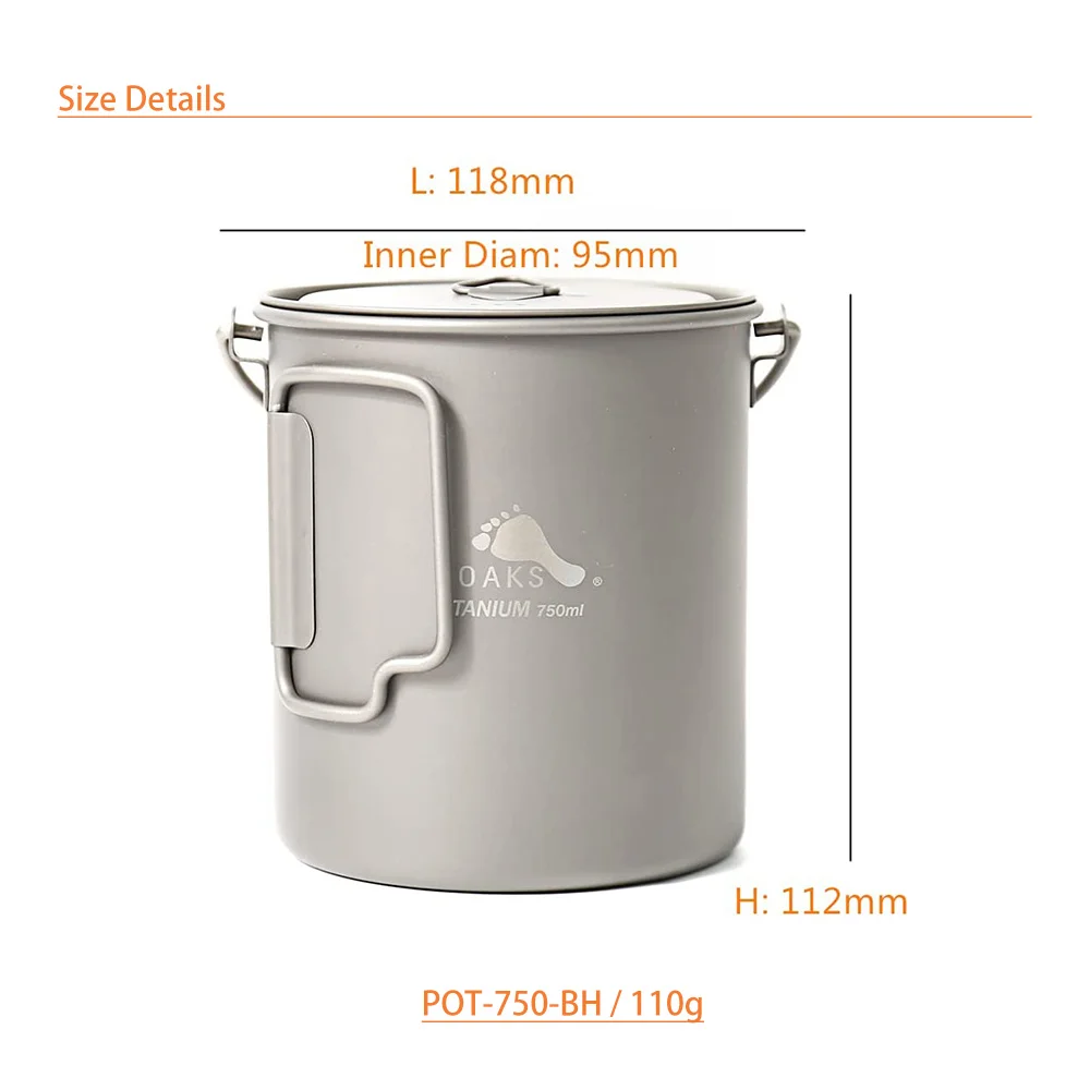TOAKS Titanium 750ml Pot with Non-Stick Coating