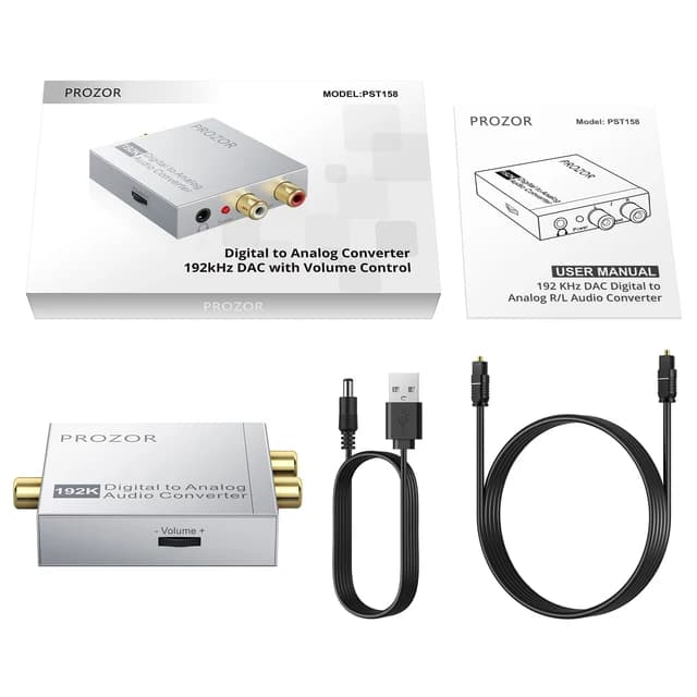 PROZOR 192kHz Digital Optical Toslink SPDIF Coaxial To Analog Audio ...