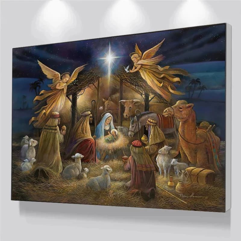 Birth of Jesus Christ Wall Art Canvas Painting Nativity Scene Christmas ...