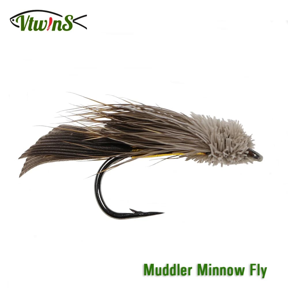 Vtwins 6# Fishing Baits Deer Hair Head Brown Muddler Minnow Trout Fly ...