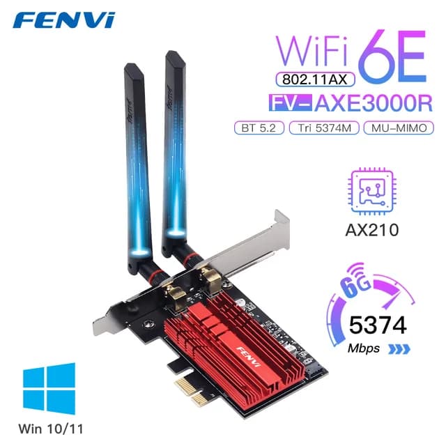 Fenvi FV-AXE3000 Wi-Fi 6E AX210 Bluetooth 5.2 Wireless 5374Mbps 2.4G ...