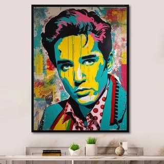 Designart "Pop Art Elvis Celibrity" Celebrity Framed Canvas Prints ...