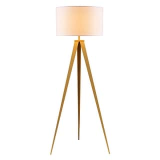 Versanora - Romanza Matte Gold Tripod Floor Lamp With White Shade - Bed ...