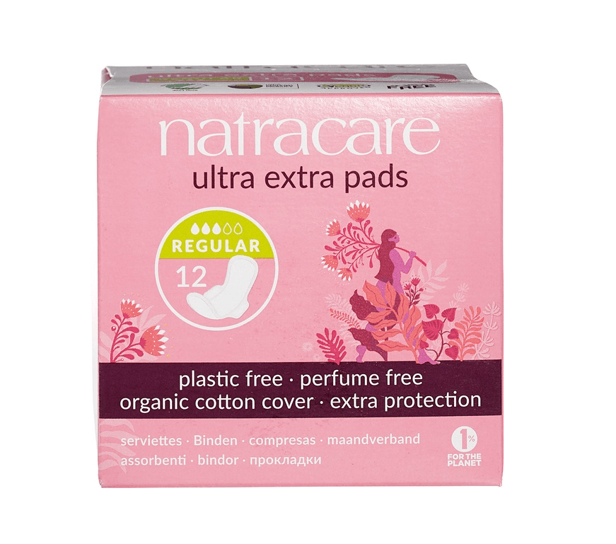 Ultra Extra Pads 12 Organic Cotton Cover Regular – Natracare | Anlarshop