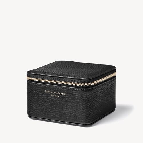 Travel Watch & Ring Box in Black Pebble | Aspinal of London