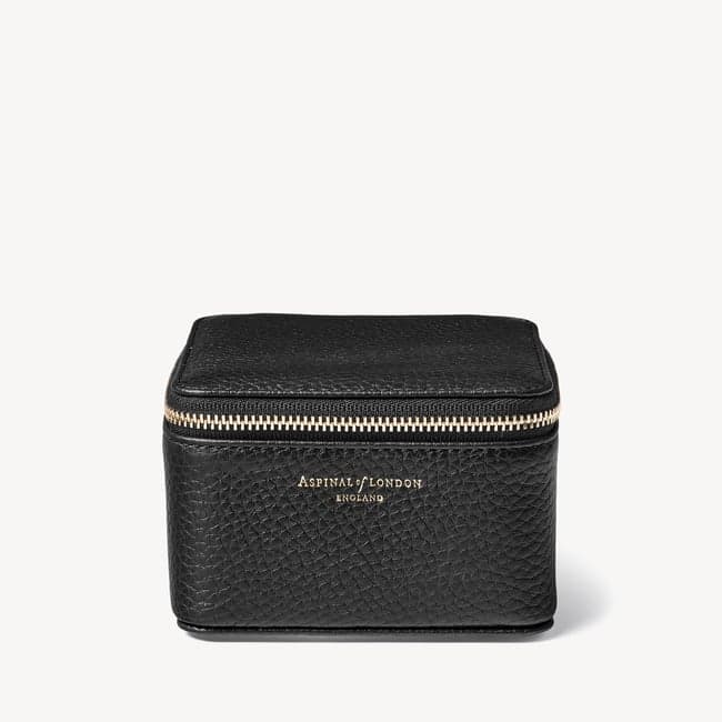 Travel Watch & Ring Box in Black Pebble | Aspinal of London