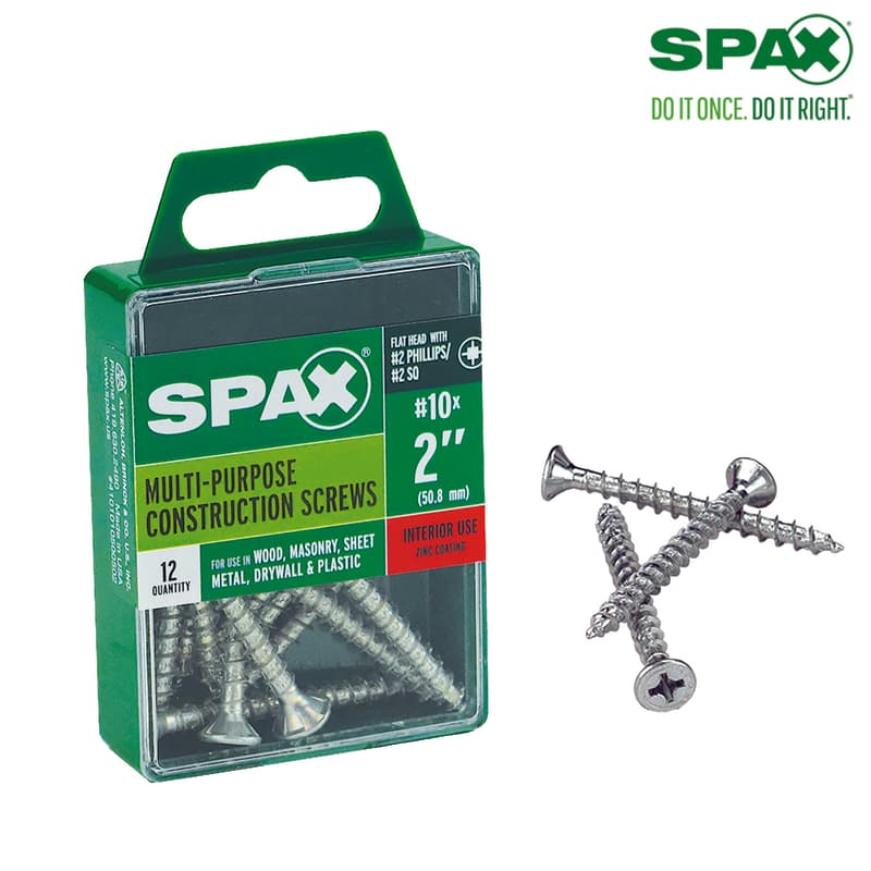 Spax No. 10 X 2 in. L Phillips/Square Flat Head Multi-Purpose Screws 12 ...