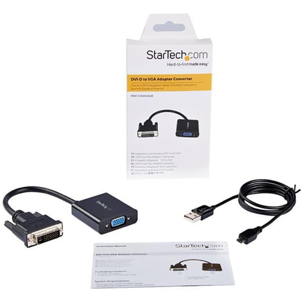 StarTech.com - DVI2VGAE - DVI-D to VGA Active Adapter Converter Cable ...