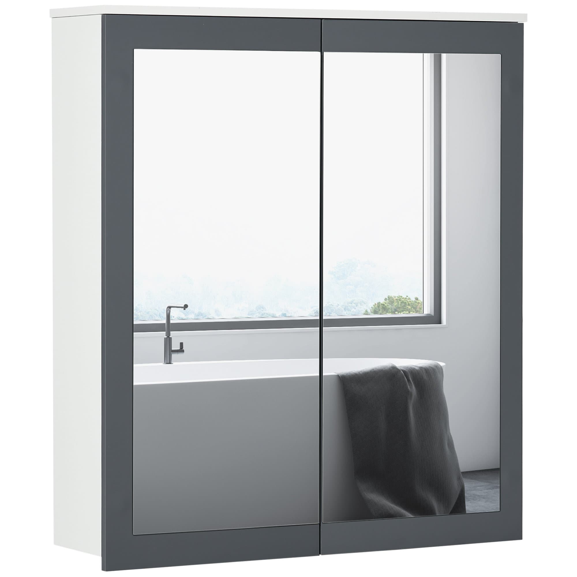 HomCom Bathroom Wall Mounted Medicine Cabinet with Mirror, Storage and ...