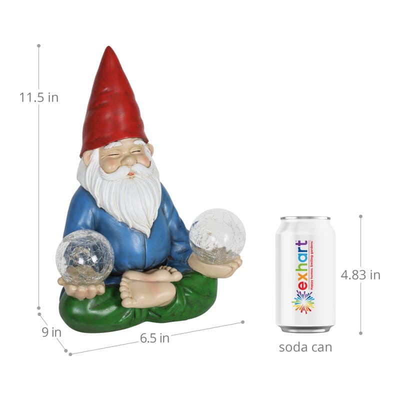 Exhart Good Time Solar Meditating Yoga Gnome with Two Crackle Firefly ...