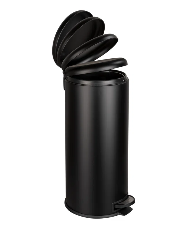 WENKO Pedal bin Leman Easy Close Black 30 L, cosmetic bin, waste bin ...