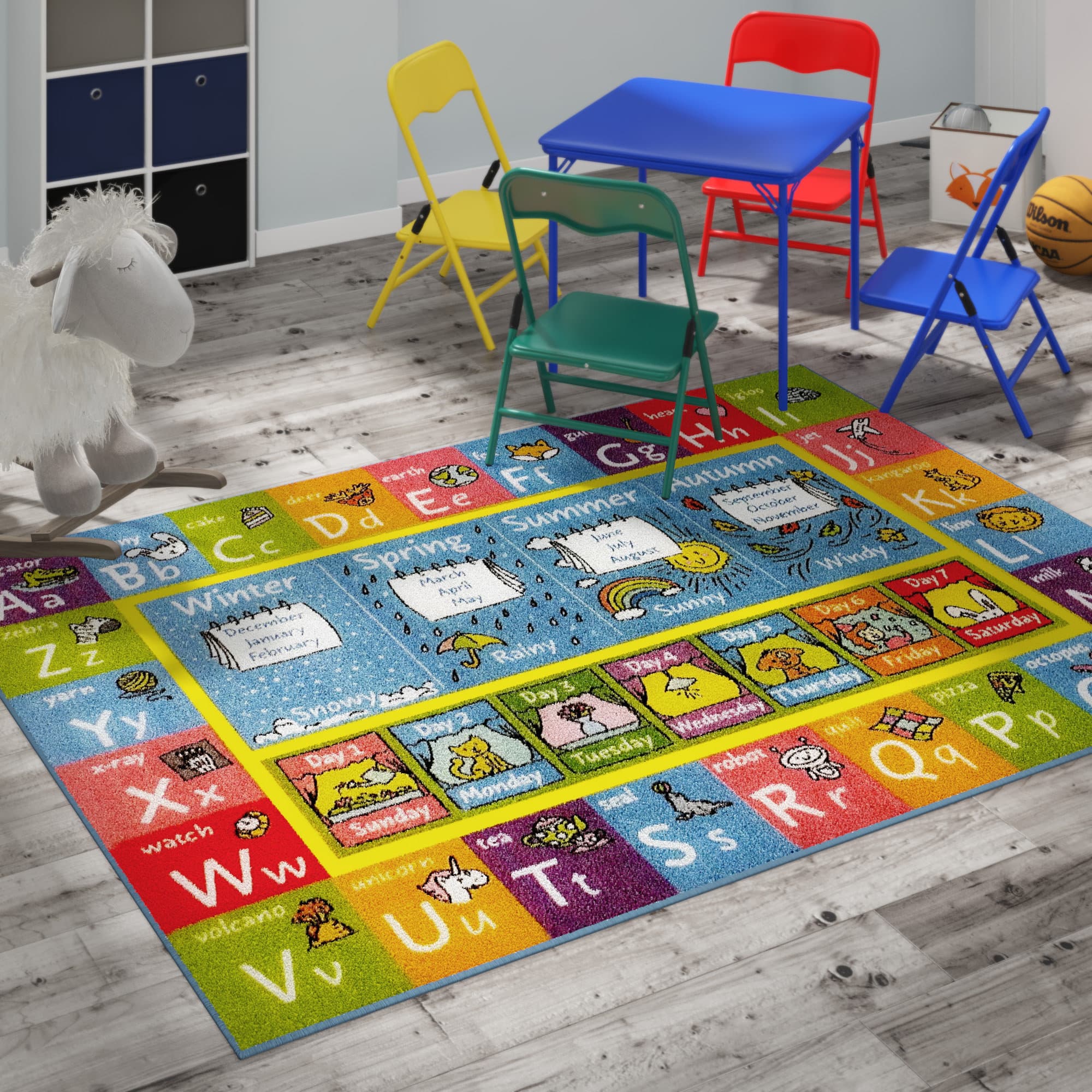 Zoomie Kids Weranna Kids Rug ABC Alphabet Seasons Months Days ...
