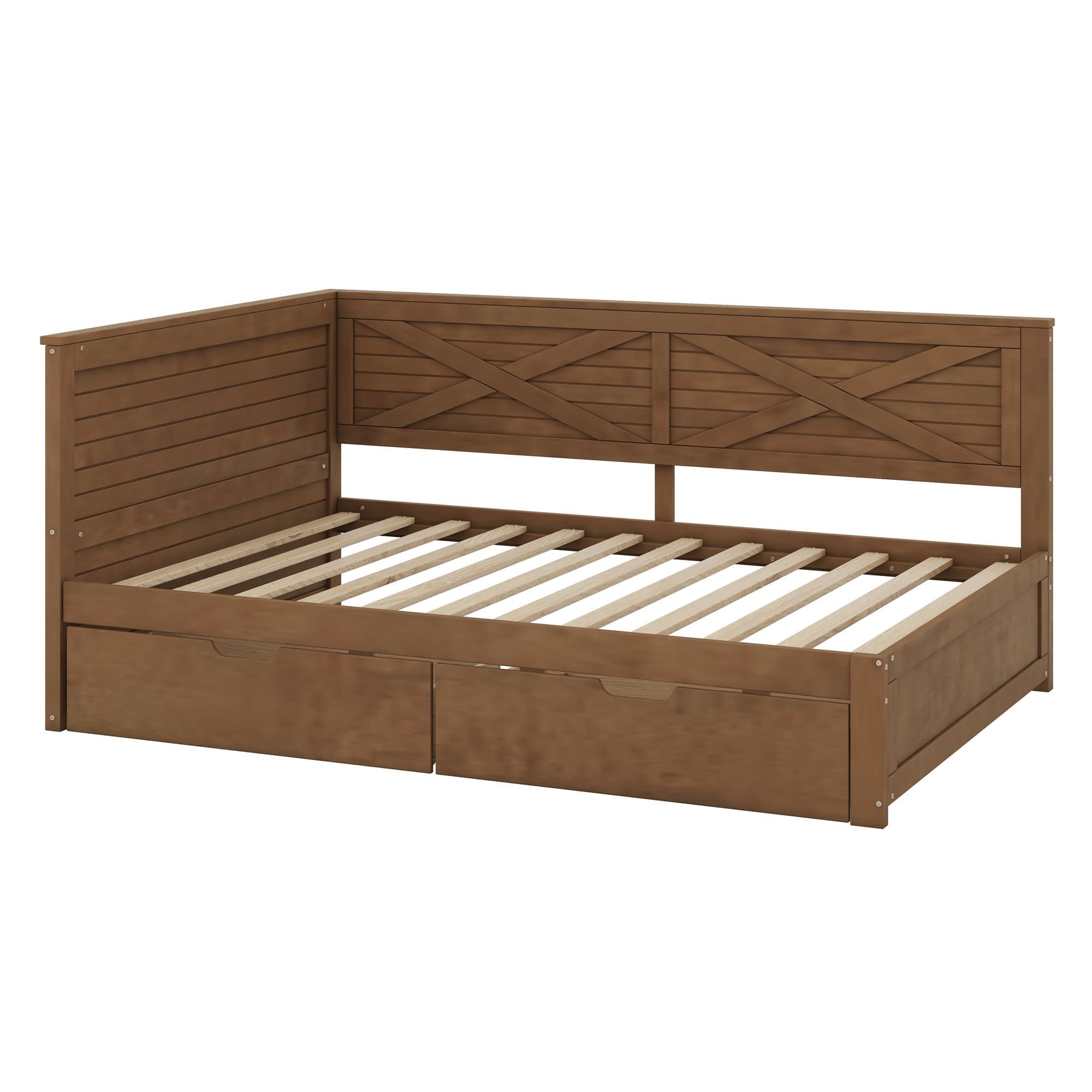 Gracie Oaks Wood Daybed With Drawers And Rustic Guardrail - Wayfair Canada