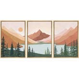 IDEA4WALL Sun Mountain Landscape Range Abstract Lake Nature Wall Art ...