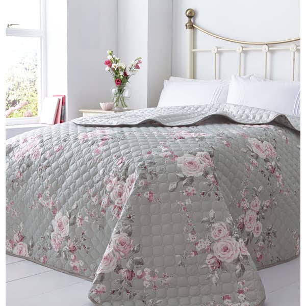 Catherine Lansfield Canterbury Floral Reversible Bedspread & Reviews ...