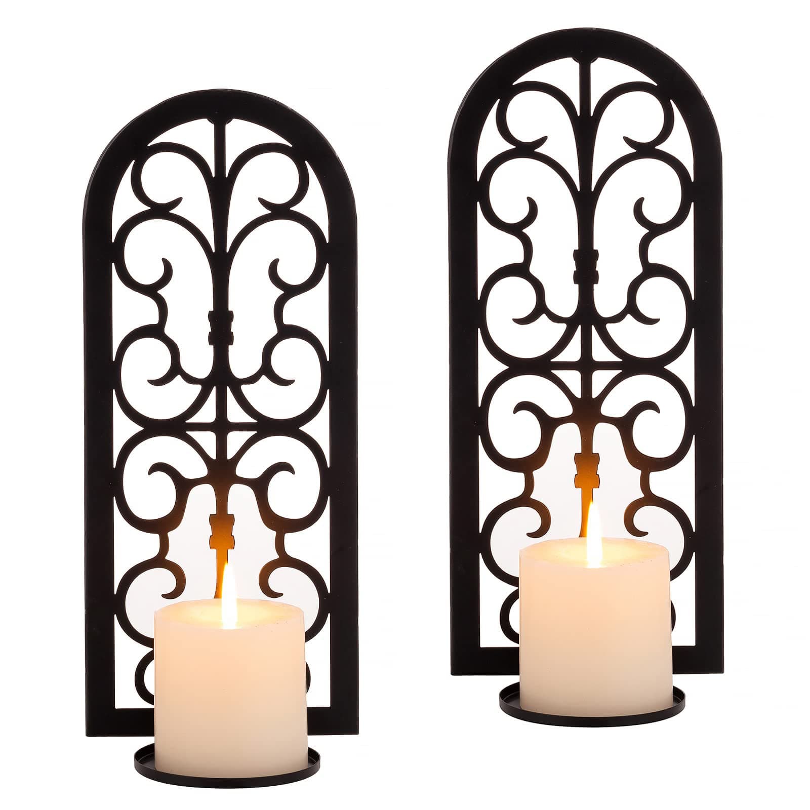Red Barrel Studio® Metal Candle Sconces Hanging Wall Candle Holders Set ...