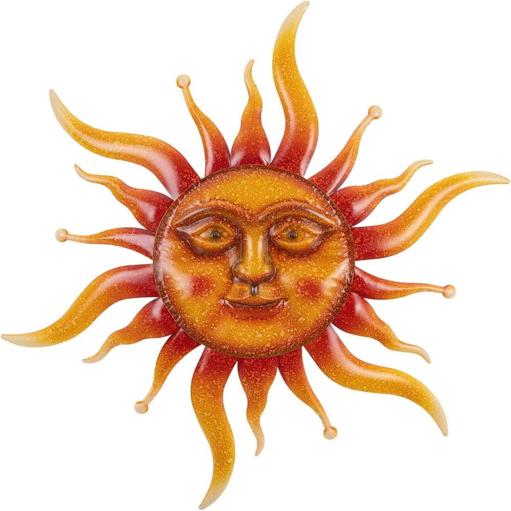 Dakota Fields Sun Metal Wall Art Outdoor Decor-Rustic Retro 3D Sun Face ...