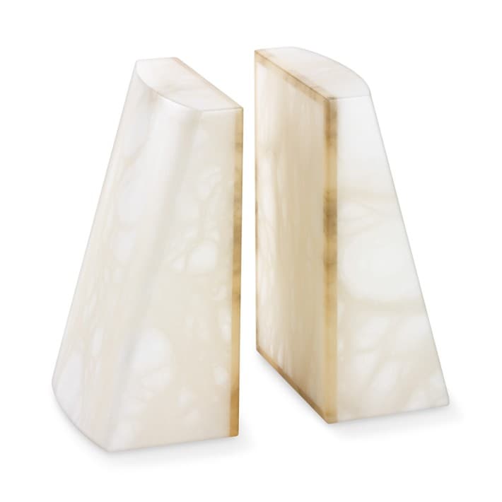 White Alabaster Slanted Bookends - Set of 2 | Decorative Object ...