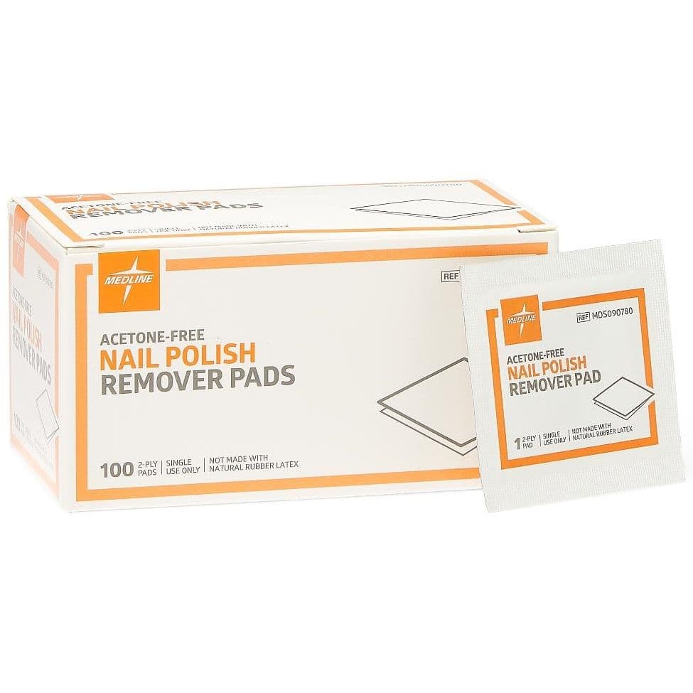 Medline Acetone-Free Nail Polish Remover Pad 100Ct