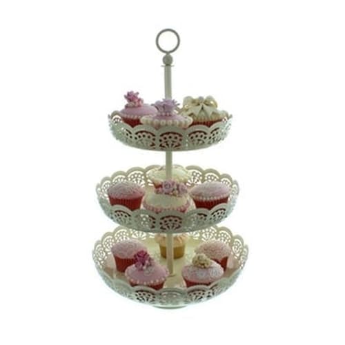 3 Tier Ivory Cream - Metal Cupcake Display Stand - Bake & Party Crew