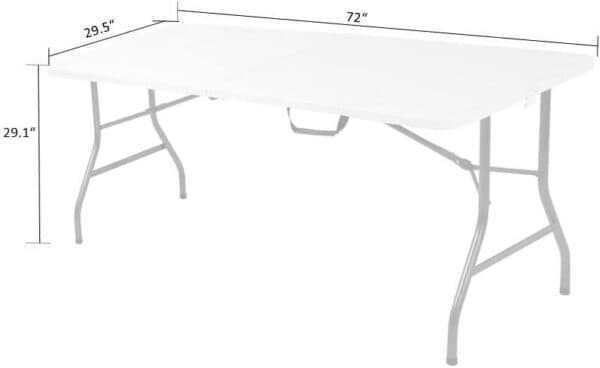 COSCO Deluxe 6 foot x 30 inch Fold-in-Half Blow Molded Folding Table ...