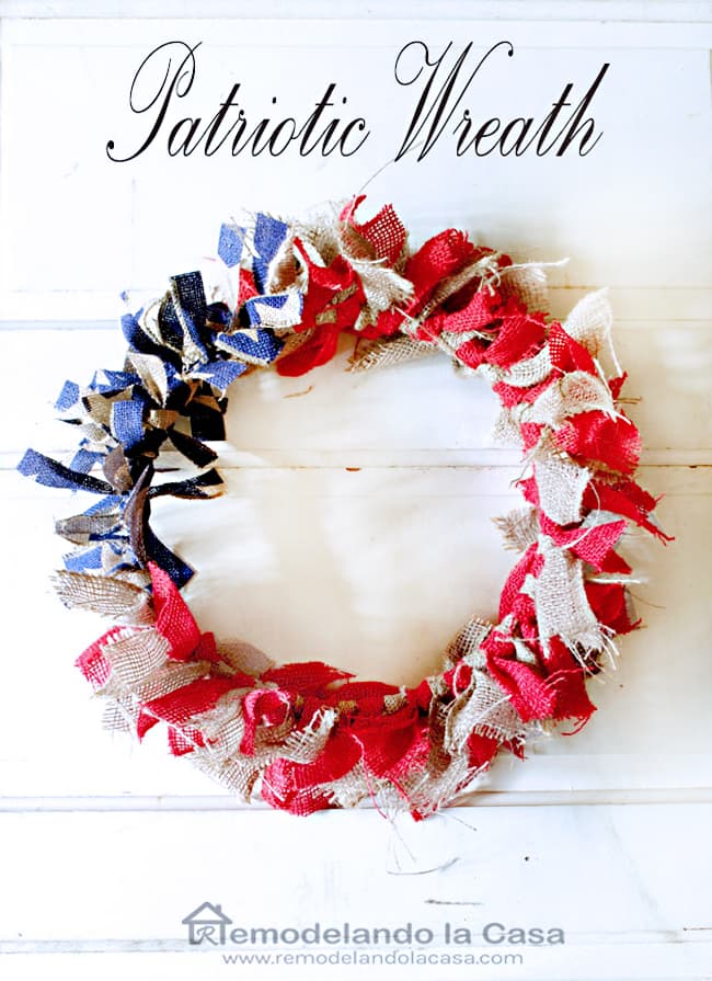 Patriotic - Burlap Ribbon - Wreath - Remodelando la Casa