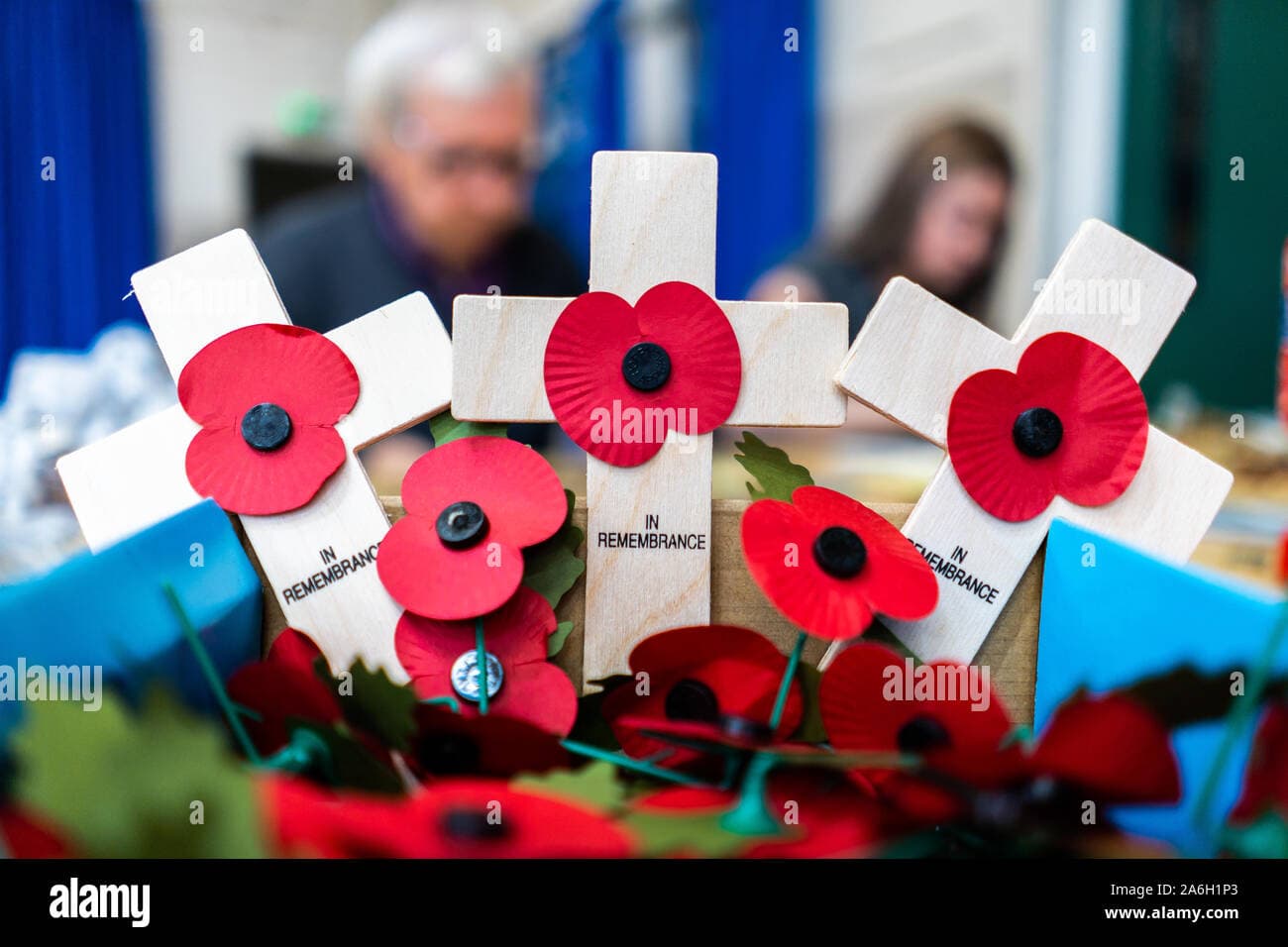 Poppies on Crosses for the Royal British Legion Poppy Appeal are ...