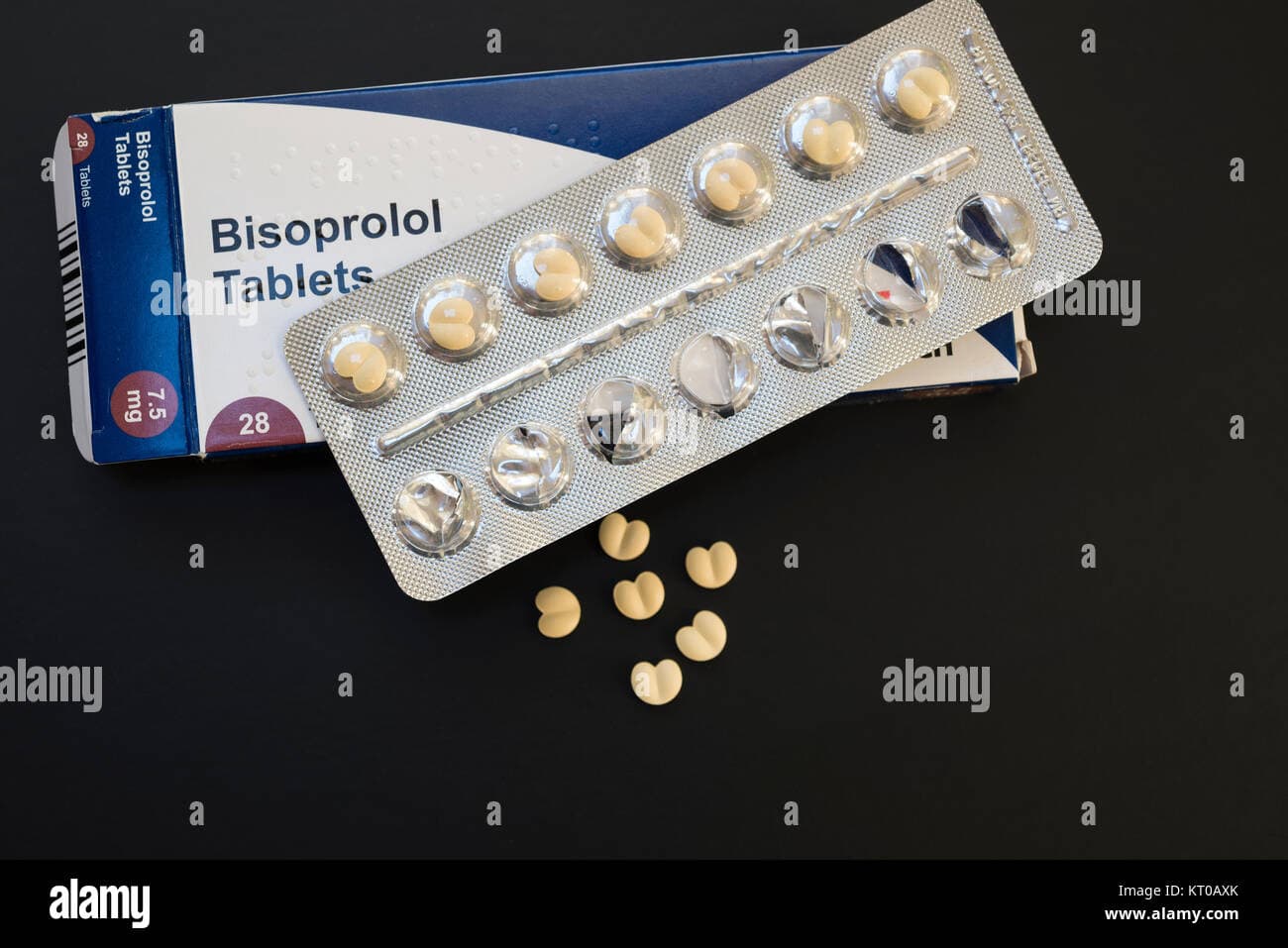 Bisoprolol tablets beta blocker tablets Stock Photo - Alamy