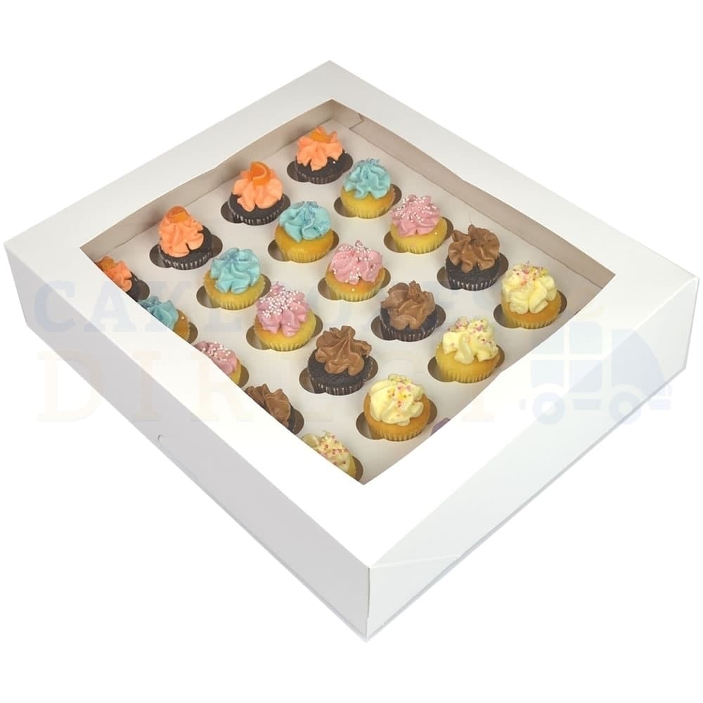 Premium 24 Mini White Ex Deep Cupcake Window Box with 3.5cm Divider ...