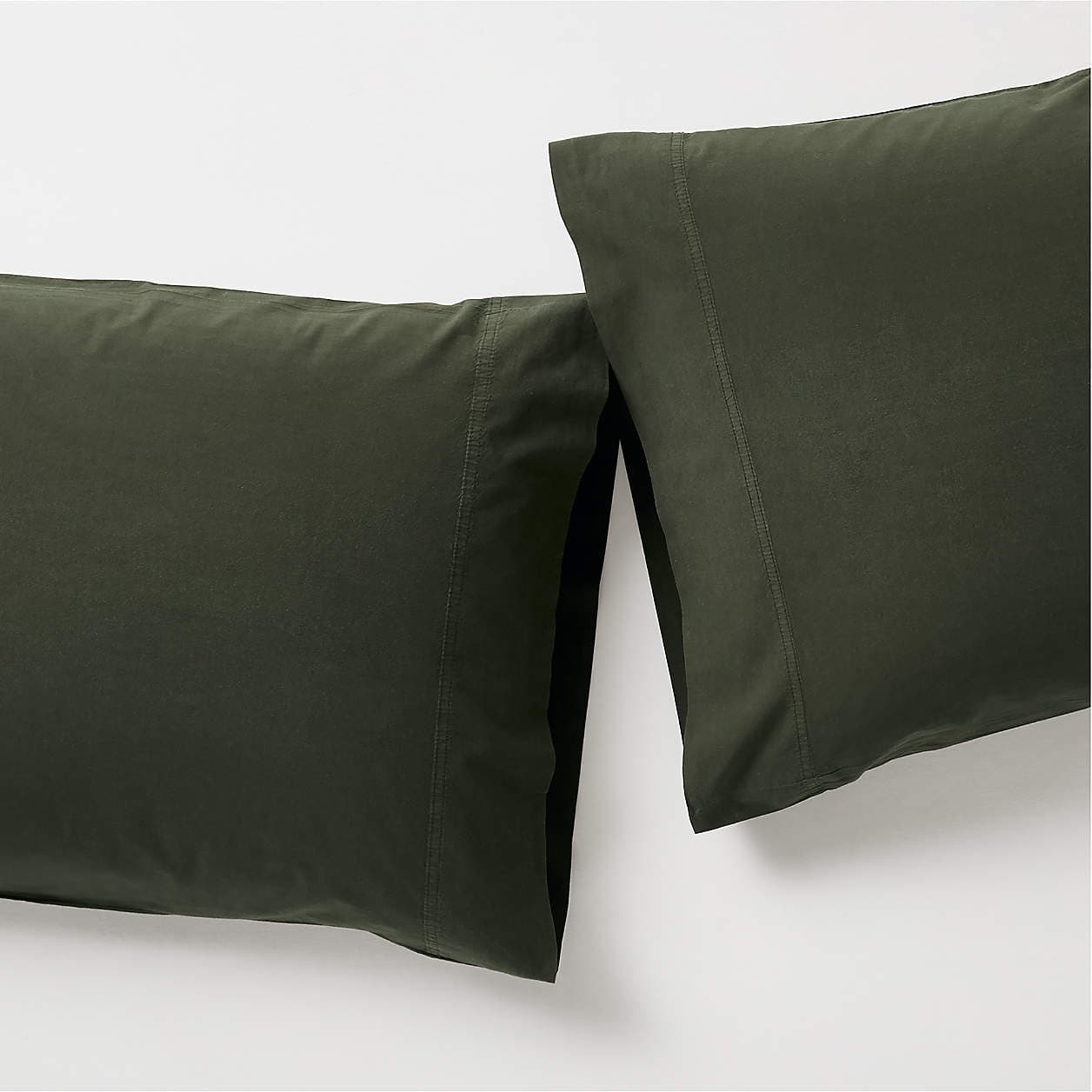Favorite Washed Organic Cotton Ficus Green Standard Pillowcases, Set of ...
