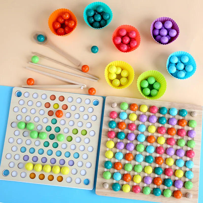 Montessori Wooden Clip Beads: Color Sorting Toy – Kids Toys LLC