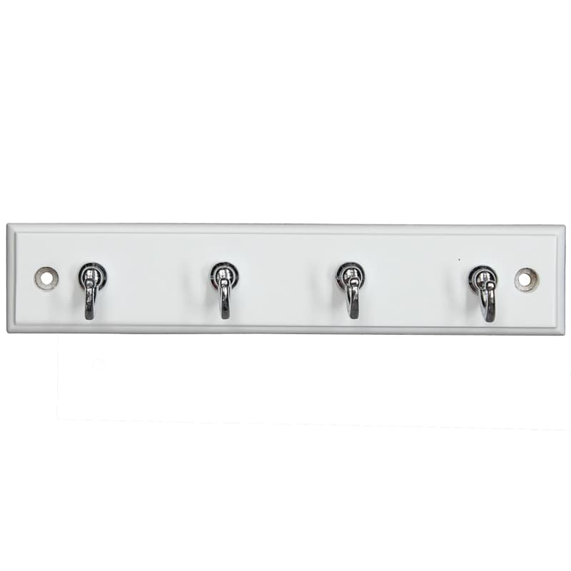 White & Chrome 4 Hook Key Rail | Hanging | Home - B&M
