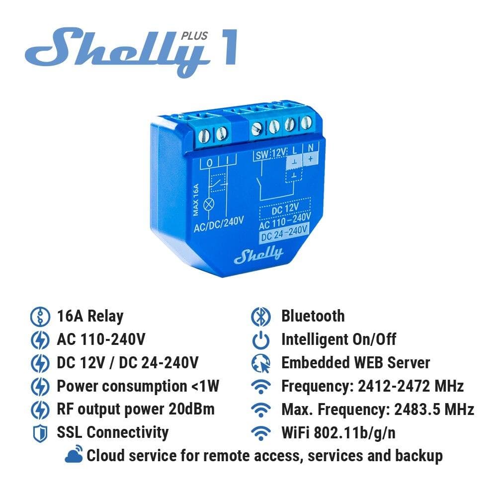 Shelly 1 plus - Wi-Fi built-in switch - 16A - Opencircuit