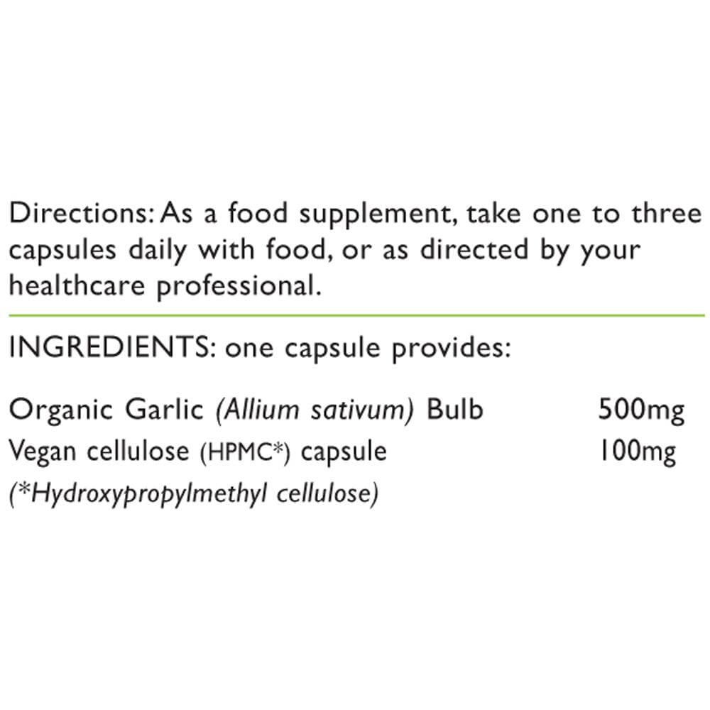 Viridian Organic Garlic 500mg 90 Capsules Vegan Gluten Free