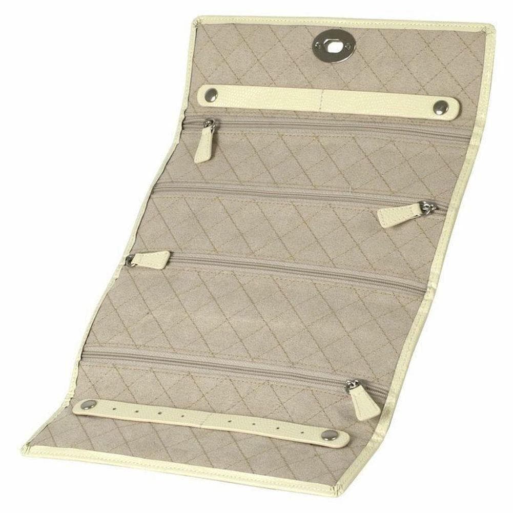 Wolf London Leather Travel Jewellery Roll in Cream