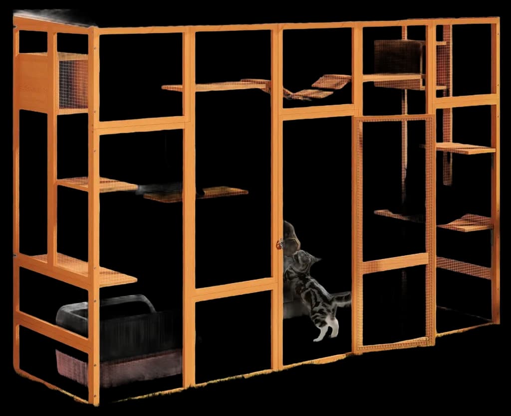 Coziwow XL Outdoor Cat Enclosure, Walk-in Catio, Large Orange Cat Cage ...